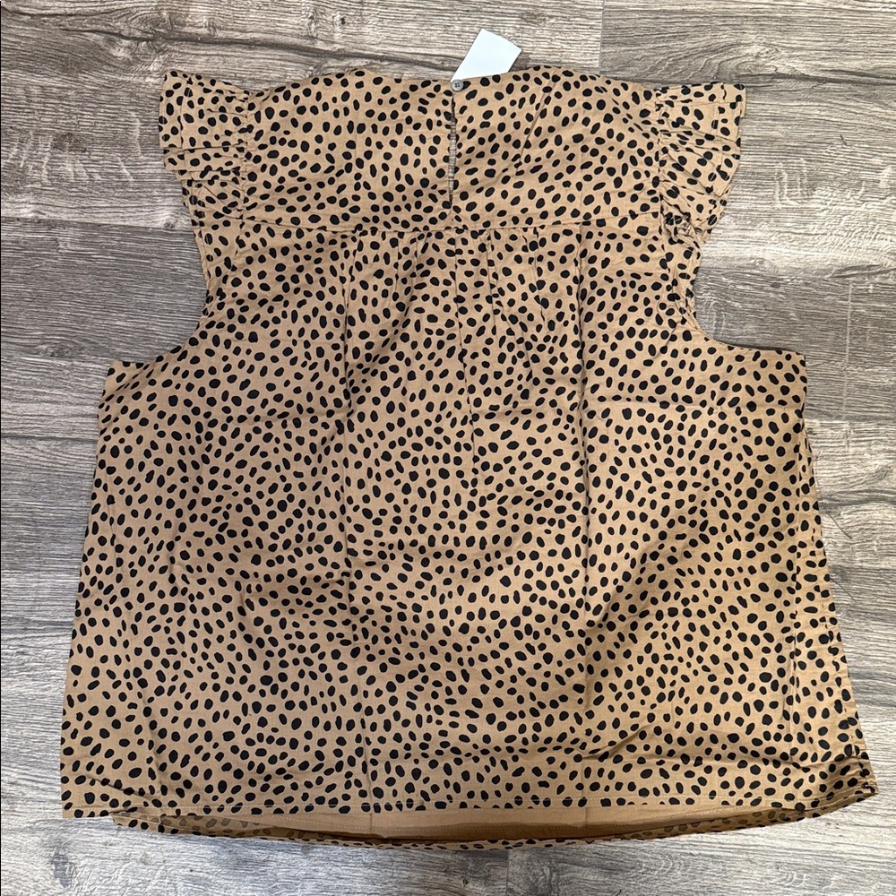 J. Crew Tan and Black Polka Dot Ruffle Sleeve Camisole - Picture 8 of 10